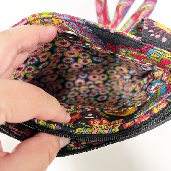 Vera Bradley Womens Black Floral Symphony In Hue Little Flap Hipster Crossbody - Picture 9 of 9